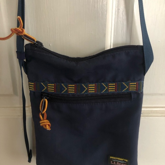 L.L. Bean Handbags - L.L. Bean Navy Logo Patch Bag Accent with Multicolor Embroidered Scene